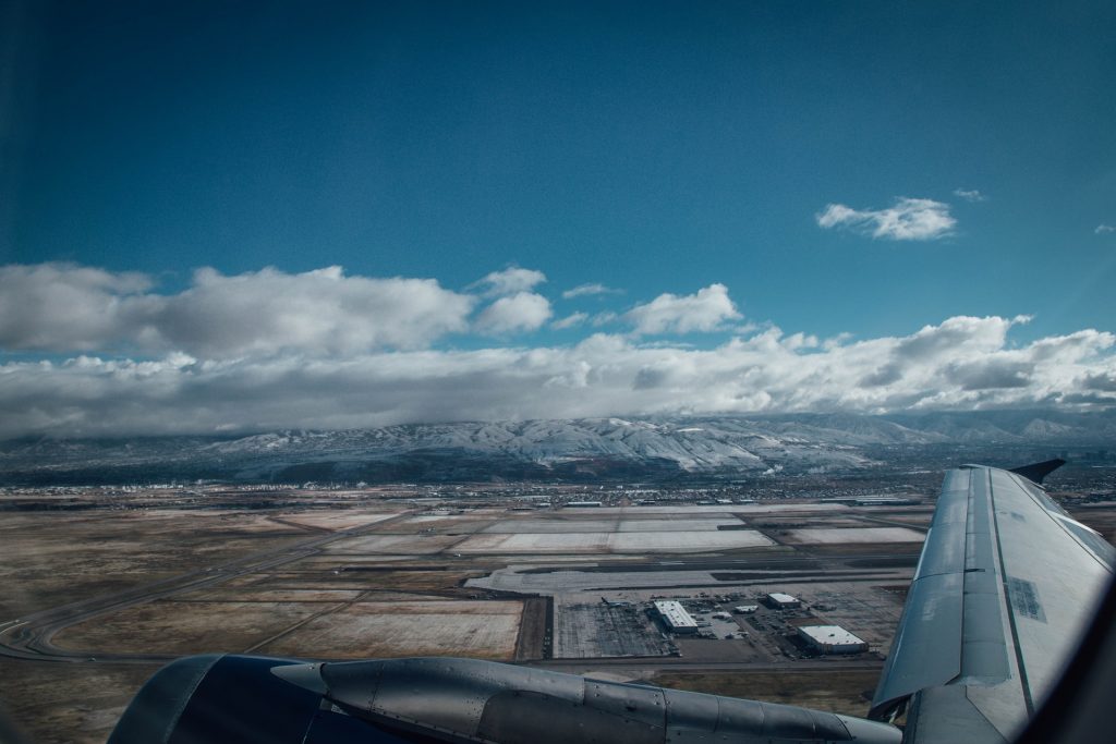 View from an airplane over Denver Airport.