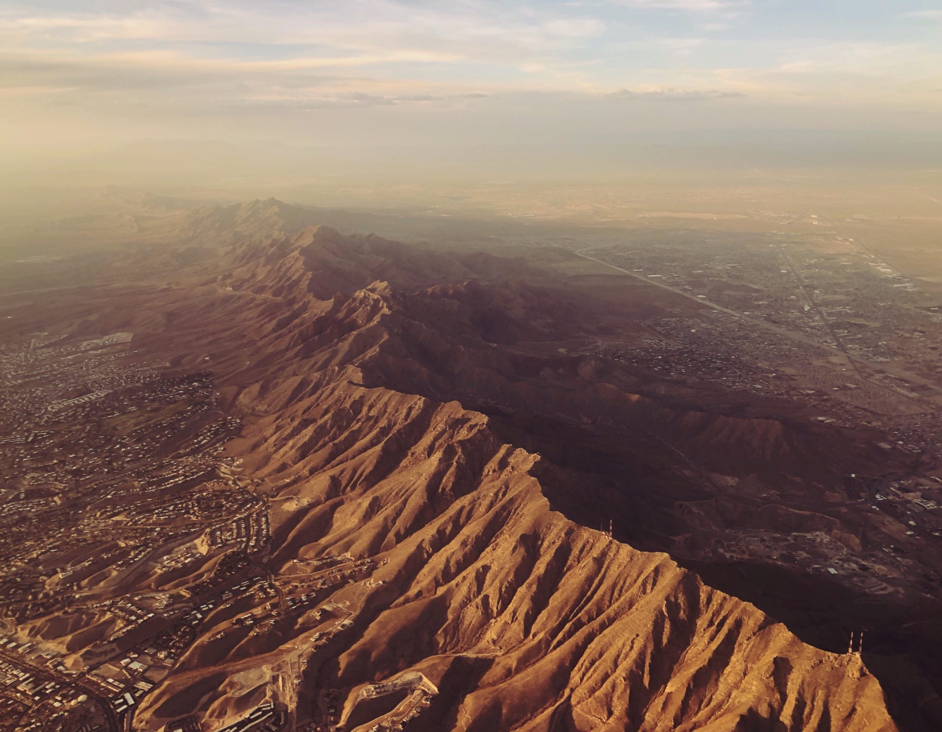 Aerial view of El Paso Texas and desert