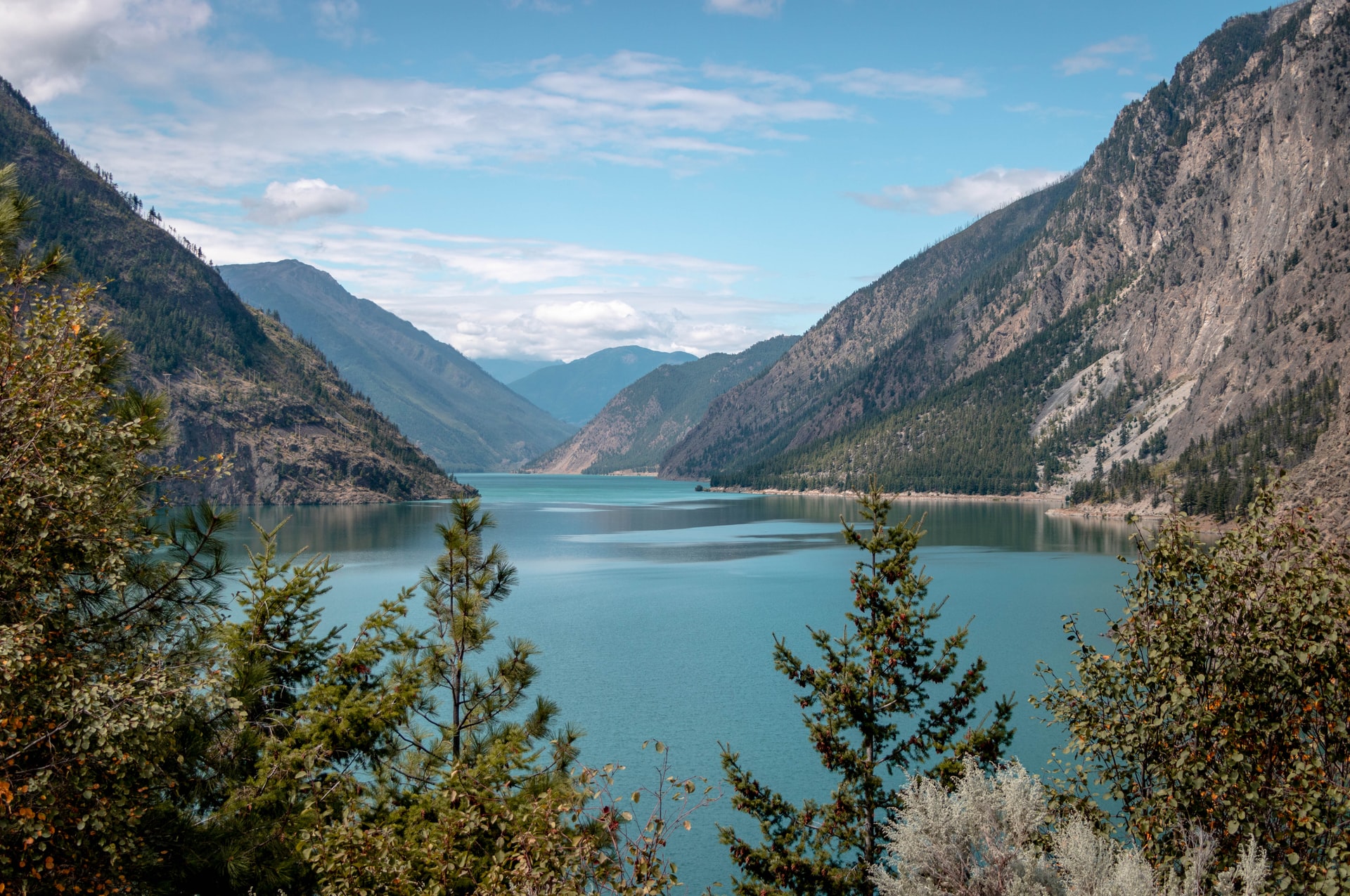 Mountains above a lake in Kamloops British Columbia