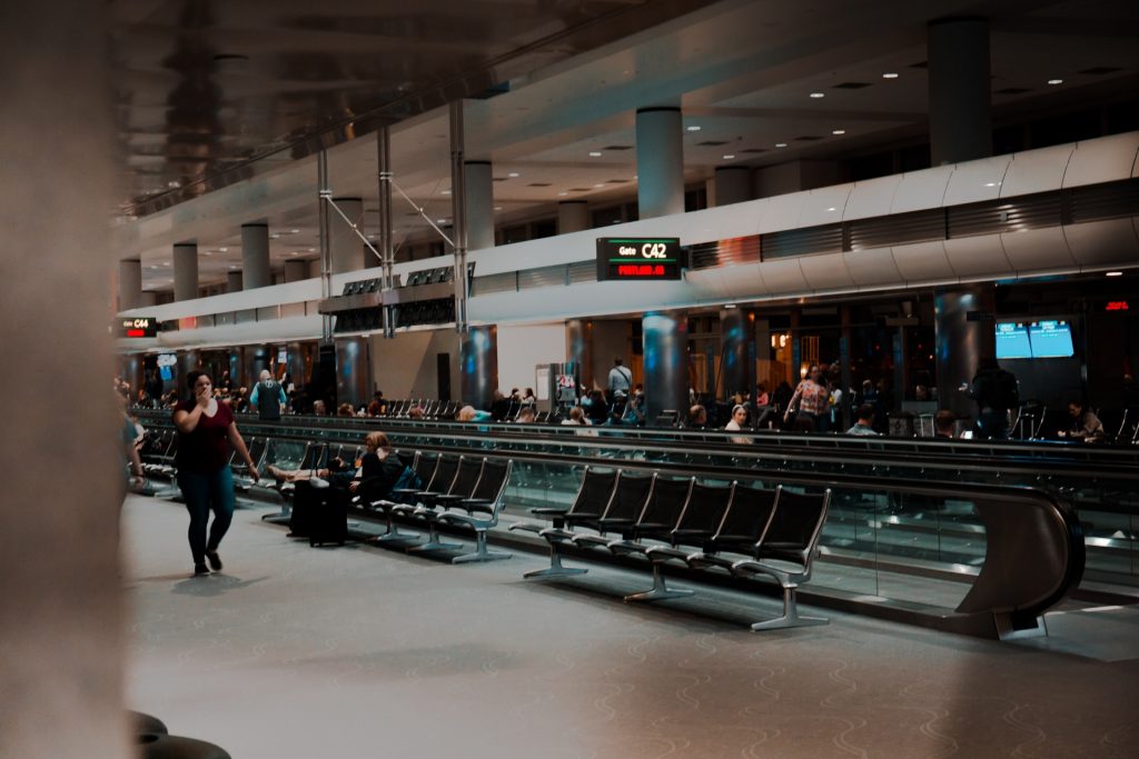 Row of seats at Denver Airport.