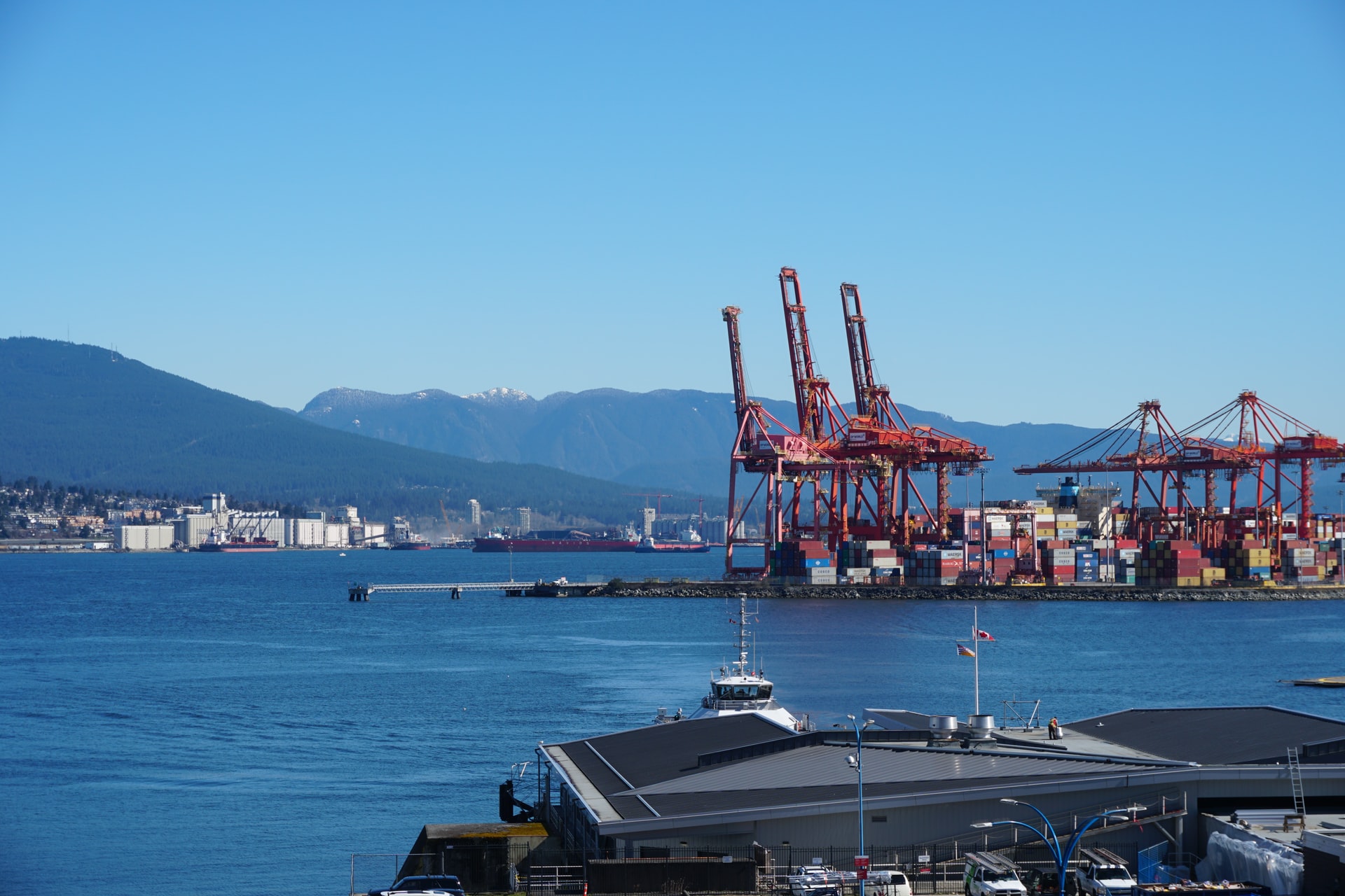 Downtown Vancouver port and shipping.