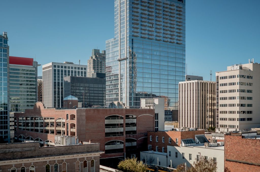 Cityscape of buildings in Raleigh North Carolina